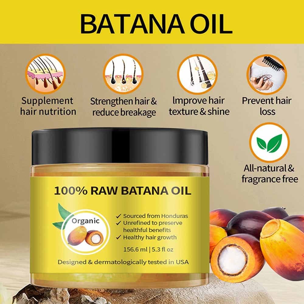 Bálsamo Capilar de Óleo de Batana, Óleo para Crescimento Capilar, Brilho Natural Orgânico, Fixação Forte