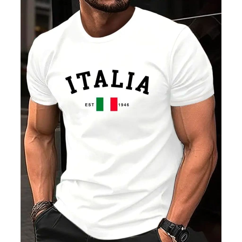 Camiseta masculina ITALIA  100 % Algodão Moda Basica, Praia ,Verão  Todos Os Estilos