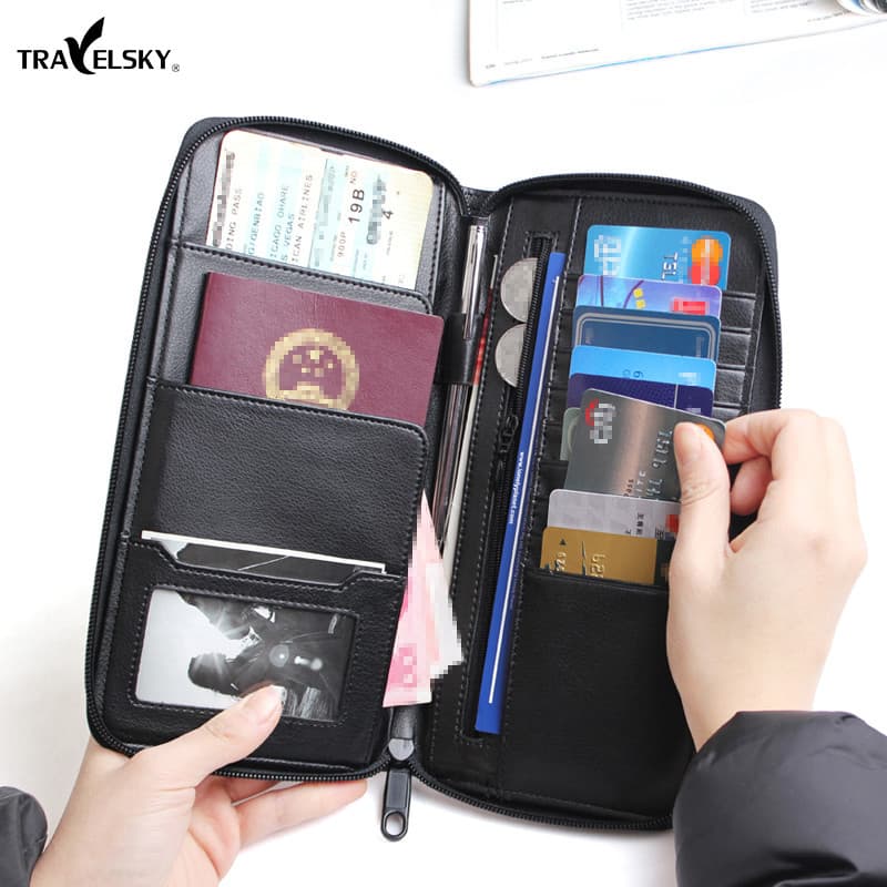 Bolsa para passaporte, digitalização de defesa no exterior, porta-passaporte, carteira multifuncional para documentos de