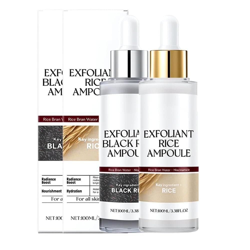 Exfoliante de Arroz Preto e Branco, Duo de Ampolas de Arroz Peel Shot Glow, Edição 2025, Ampola Hidratante de Niacinamid