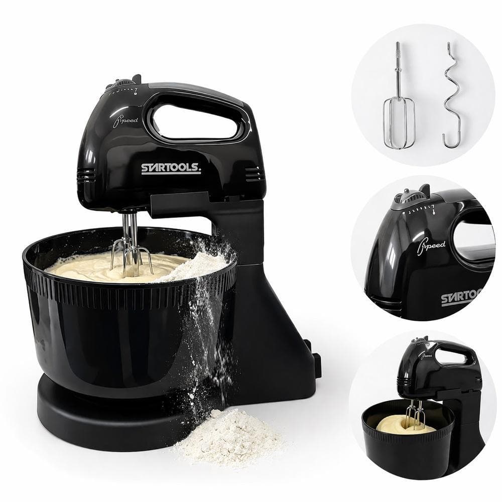BATEDEIRA PRETA CAKE 7 VELOCIDADES PEDESTAL BATEDOR DE BOLO MASSAS CHANTILLY PRATICA ELETRICA BOWL GANCHO MISTURADOR 220