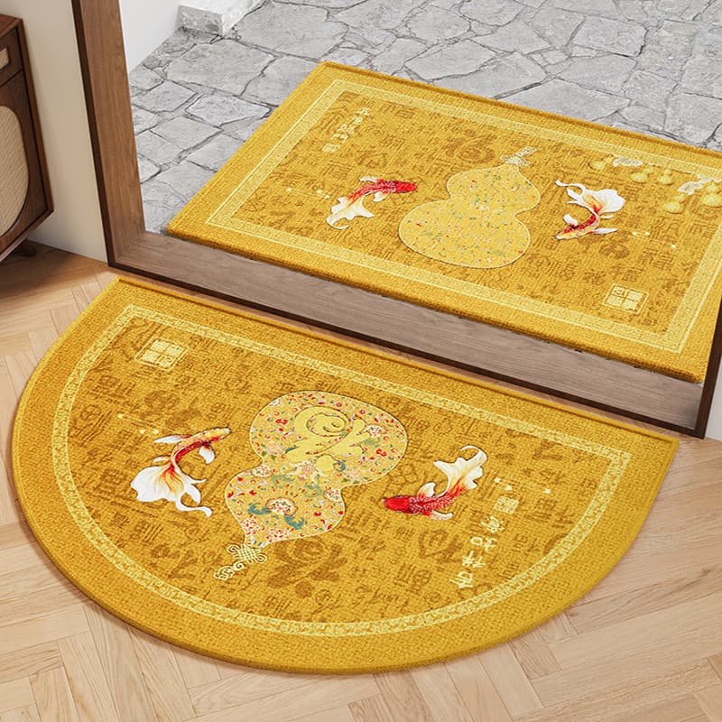 Dinheiro fortuna dourado amarelo Feng Shui tapete de porta de entrada bélgica veludo porta de entrada doméstico pé tapet