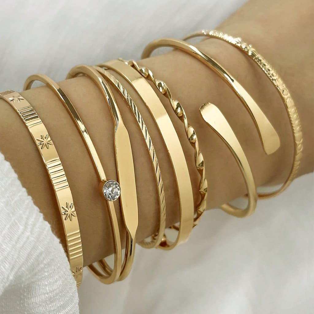 Conjunto de 8 peças de pulseiras geométricas de cristal torcido, acessórios de joias personalizadas para mulheres AQJX