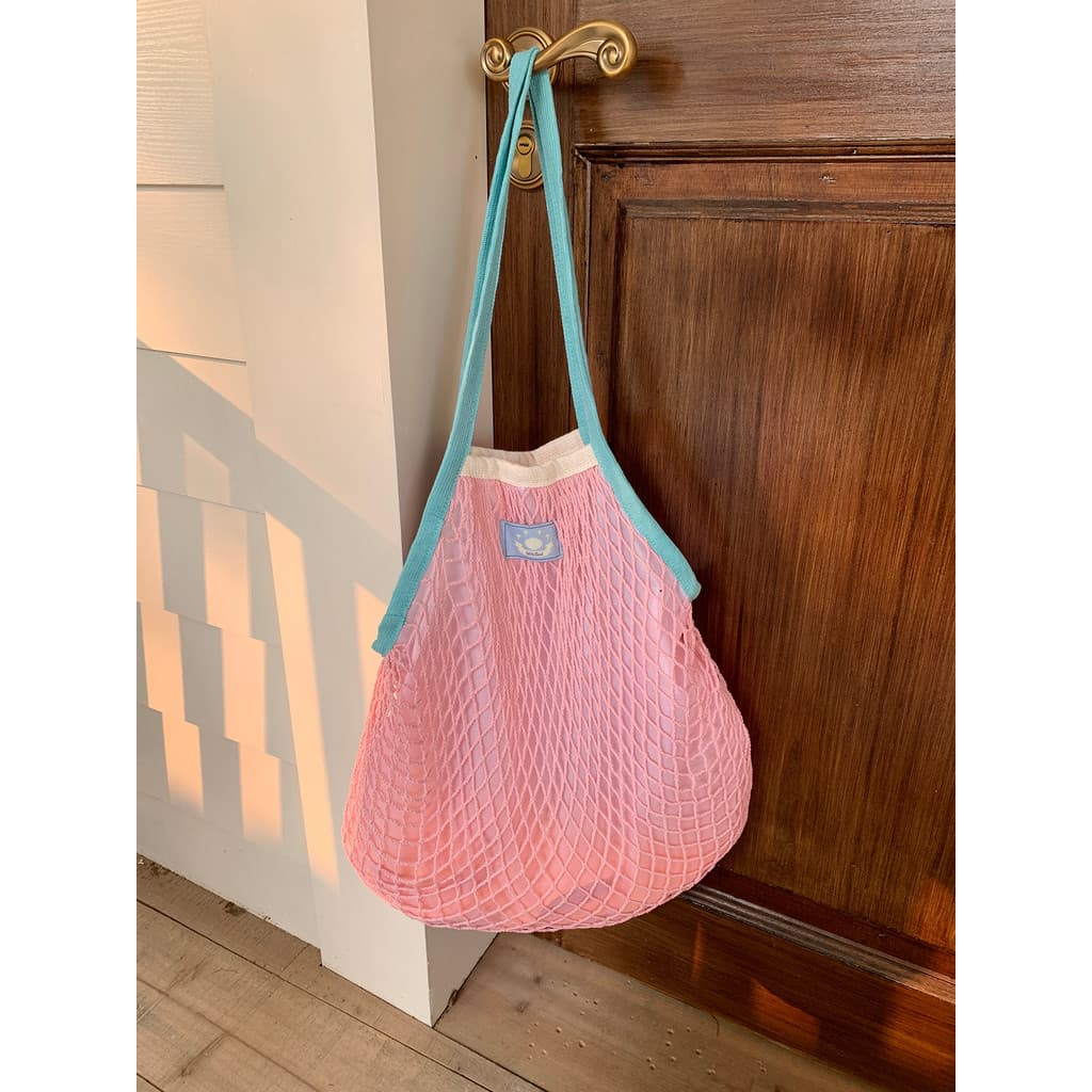 Estilo coreano ins Fishnet saco feminino verão férias praia saco preguiçoso All-Match bolsa de ombro grande capacidade b