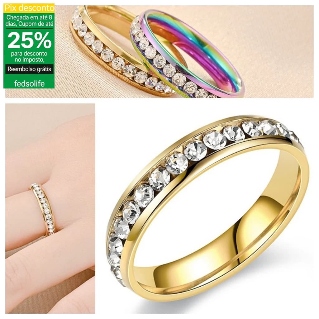 Fedsolife anel Gypsophila titânio aço anel feminino diamante casal europeu americano nicho mão jóias