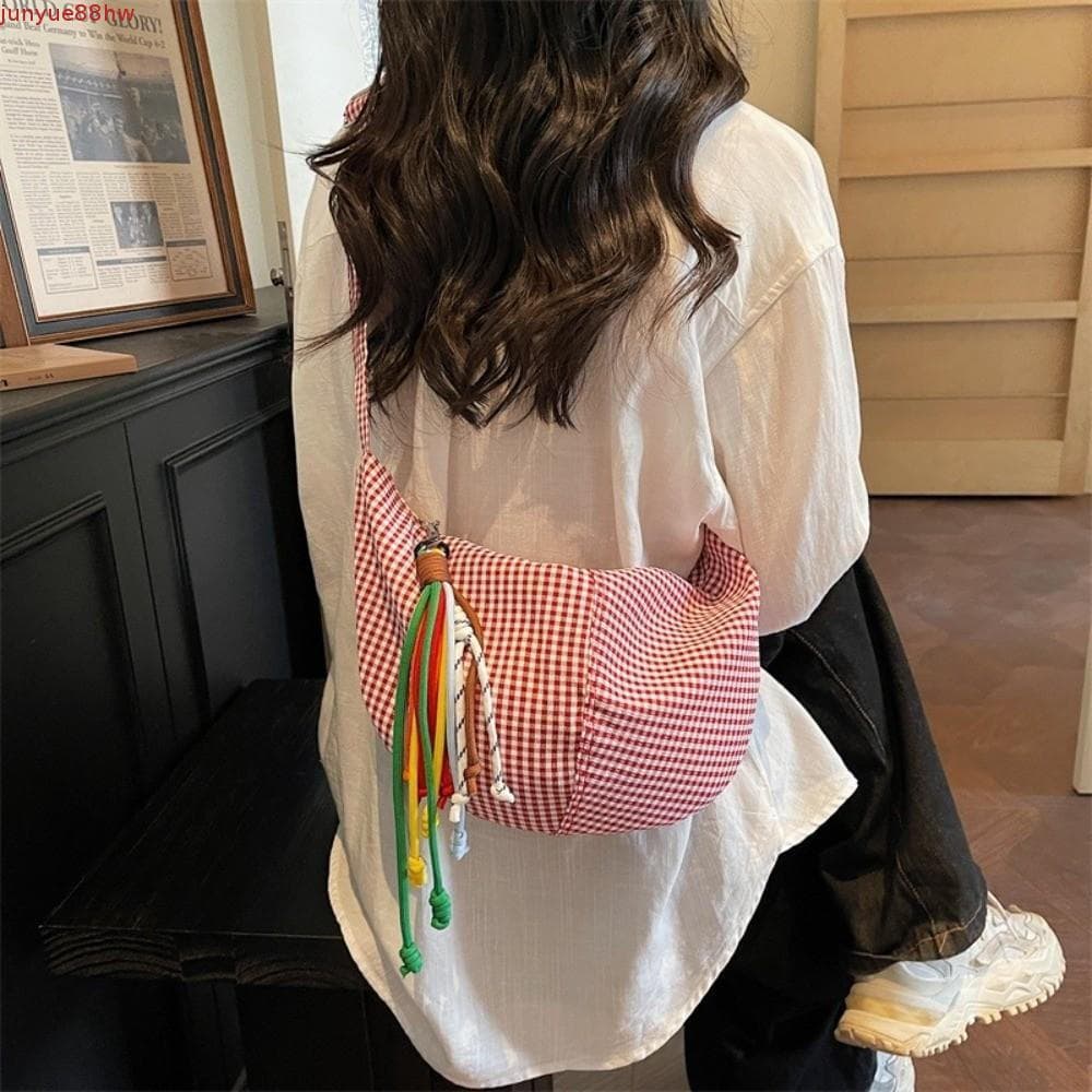 Bolsa De Ombro Xadrez JUNYUE , Bolinho Com Zíper De Grande Capacidade Hobos Colth Multicolor Crossbody Bag
