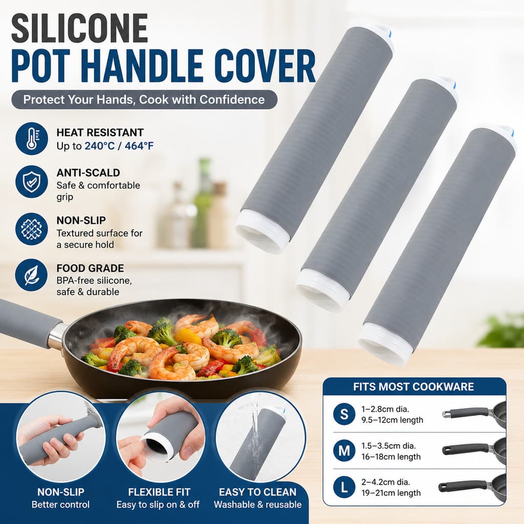 Tampa Da Alça Panela De Silicone Manga De Isolamento Térmico Anti Escaldadura Protetor De Aderência Antiderrapante Para