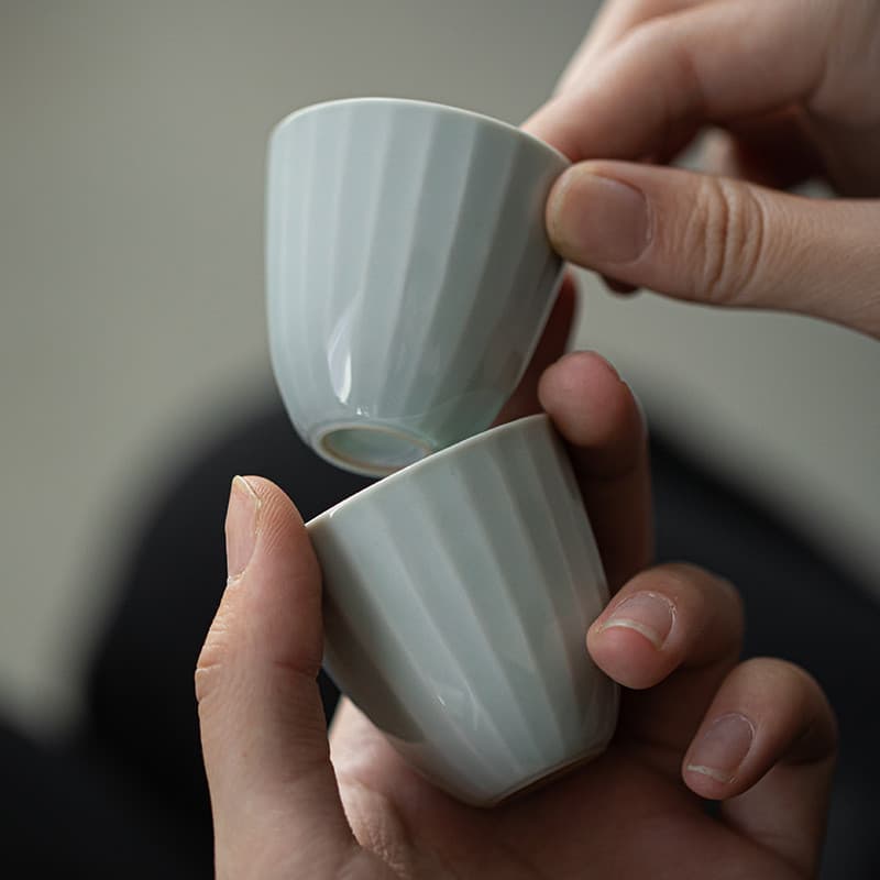 Xícara de chá com esmalte celadon, xícara de cerâmica, xícara de estilo chinês, xícara Ling, xícara moderna de kung fu,