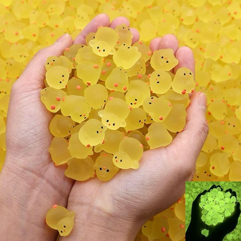 50 Peças de Mini Figuras de Galinhas de Resina, Galinhas Falsas Miniatura, Pintainhos Artificiais Luminosos para Artesan