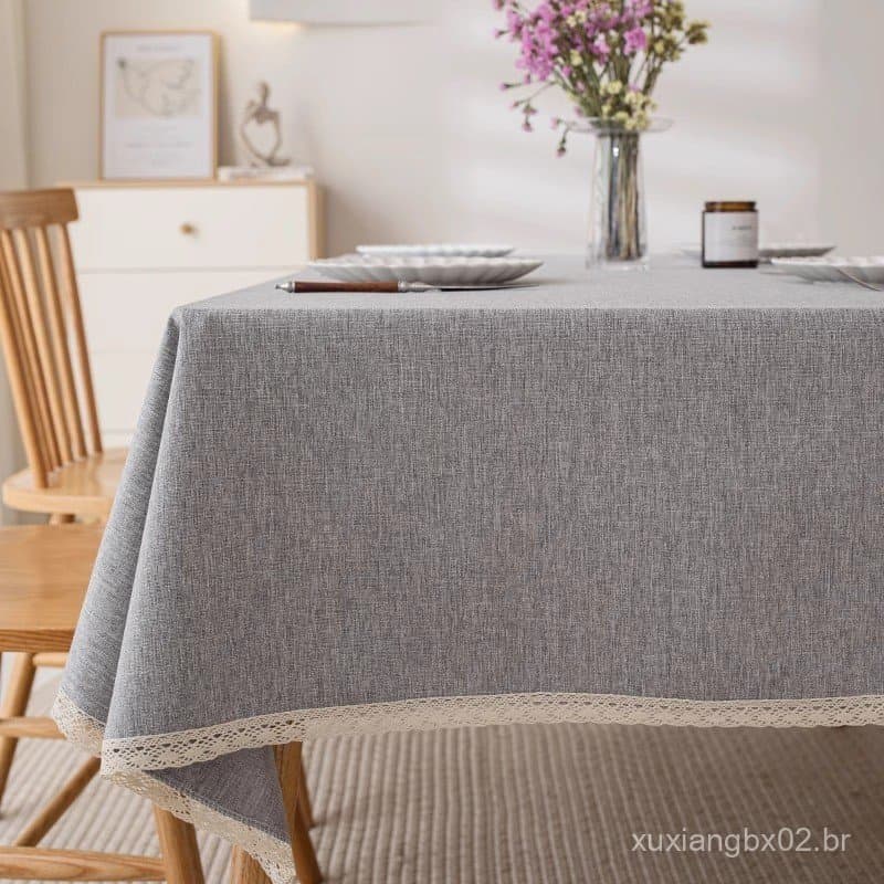 Toalha de mesa de estilo minimalista, toalha de mesa de algodão e linho, à prova d'água e resistente a óleo, lavável, ad