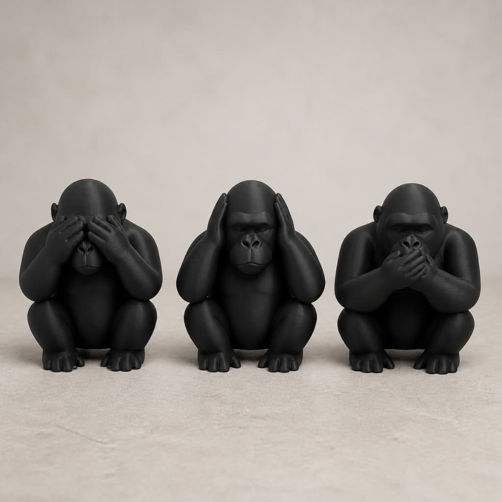 Kit 3 Miniaturas De Macacos Decorativos Para Casa ou Escritório