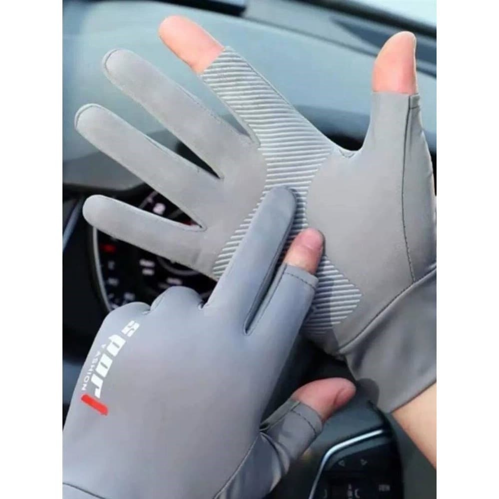 Luvas de ciclismo masculino verão protetor solar respirável gelo seda estilo fino condução pesca Takeaway Anti-deslizame
