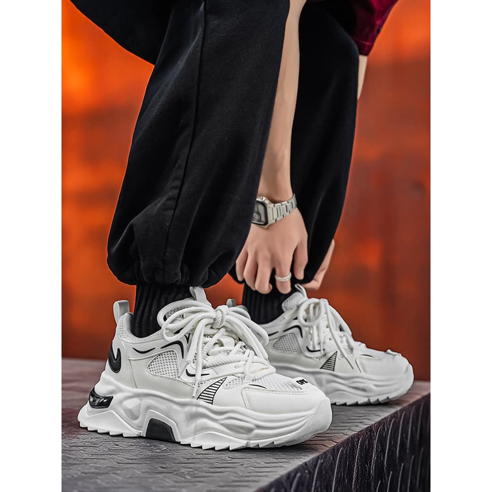 Verão respirável 2025 novo estilo High-End sapatos masculinos de sola grossa invisível aumento interno 10cm malha Casual