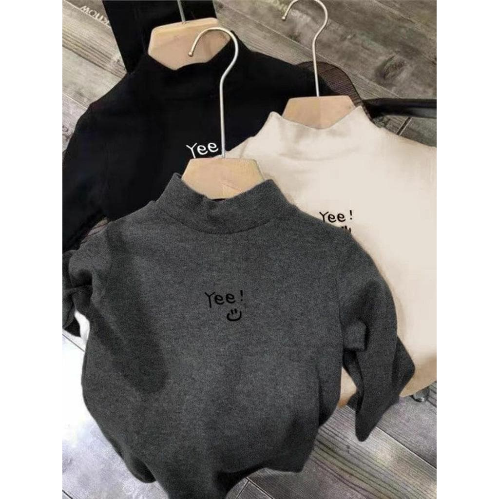 Outono inverno novo estilo masculino feminino bebê Derong camisa de fundo 2025 meia gola alta médio grande crianças vers