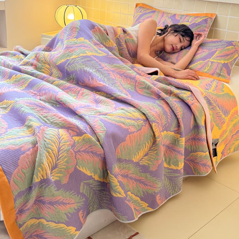 Verão três camadas gaze toalha folha cobertor duplo cobertor grosso sofá Nap cobertor cama ar condicionado cobertor