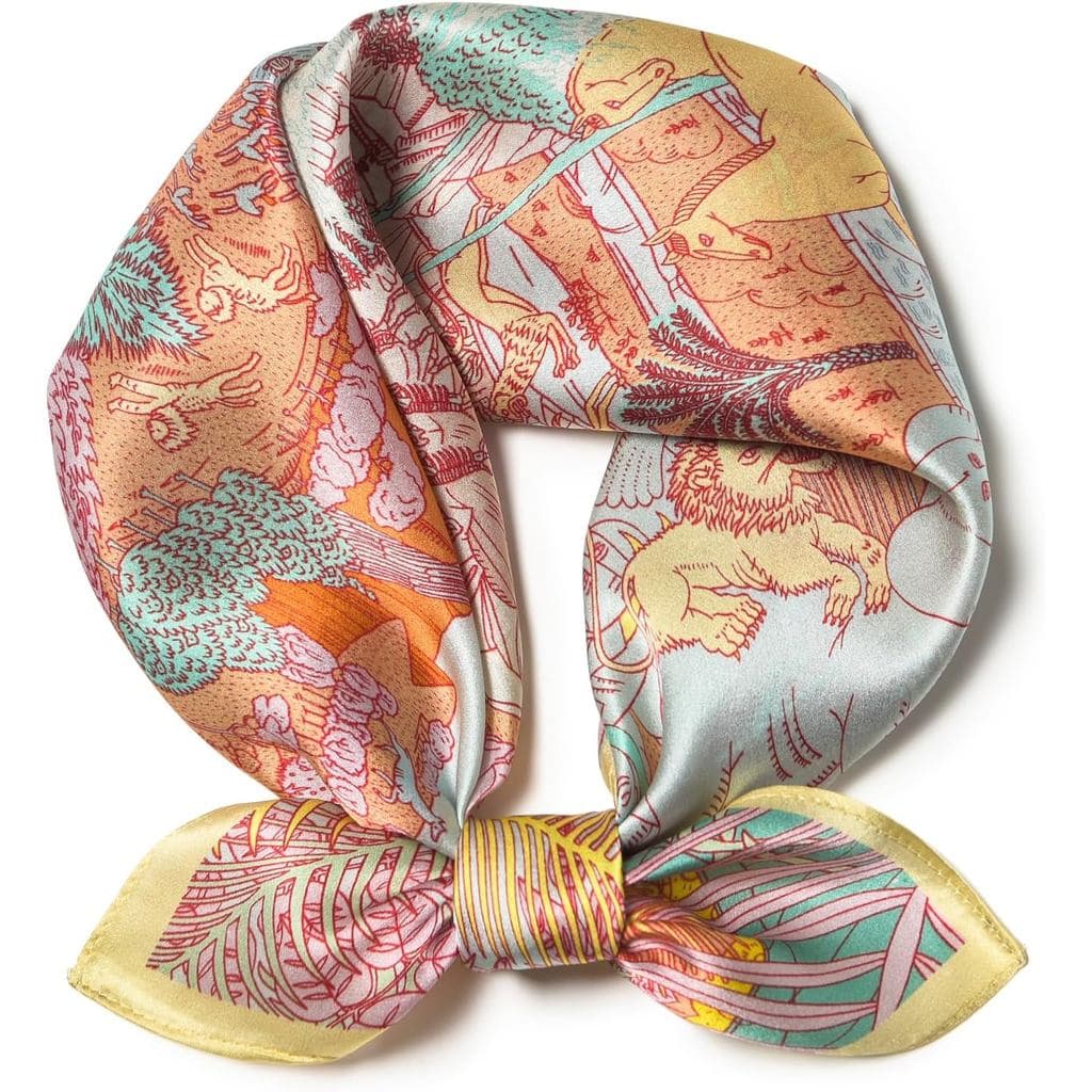 SHIROUYU Lenço 100% Seda de Amora 53,34cm x 53,34cm Quadrado - Lenço de Pescoço - Lenço Quadrado Pequeno para Mulheres e