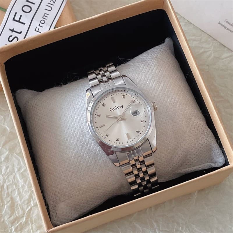 Alto valor novo estilo banda de aço calendário senhoras relógio feminino simples temperamento nicho luz luxo requintado