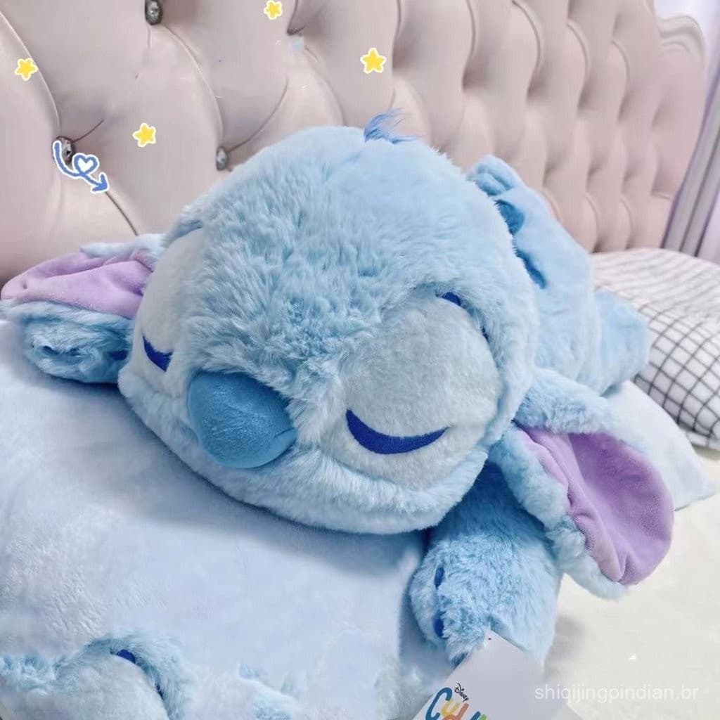 Brinquedo de Pelúcia Confortável Stitch Dormindo Almofada de Sofá Macia para Decoração de Quarto de Crianças e Adultos