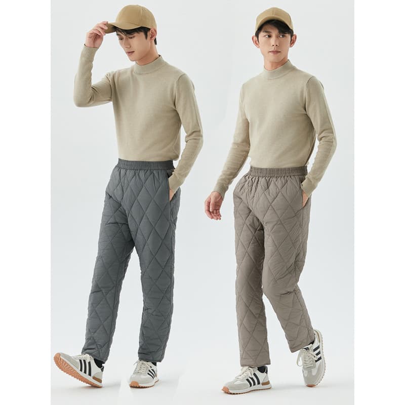 2026 outono inverno novo estilo calças de algodão masculino leve fino ajuste quente para baixo forro de algodão casa cal