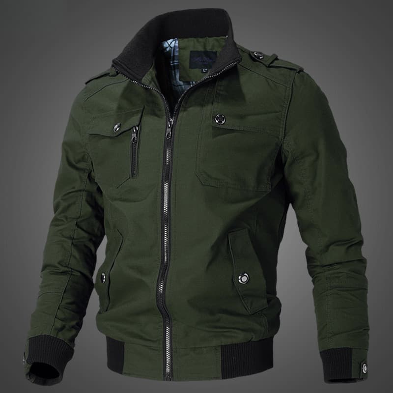 Jaqueta masculina de algodão tamanho grande, estilo militar, casual e elegante, versão coreana, corte slim, modelo de pr