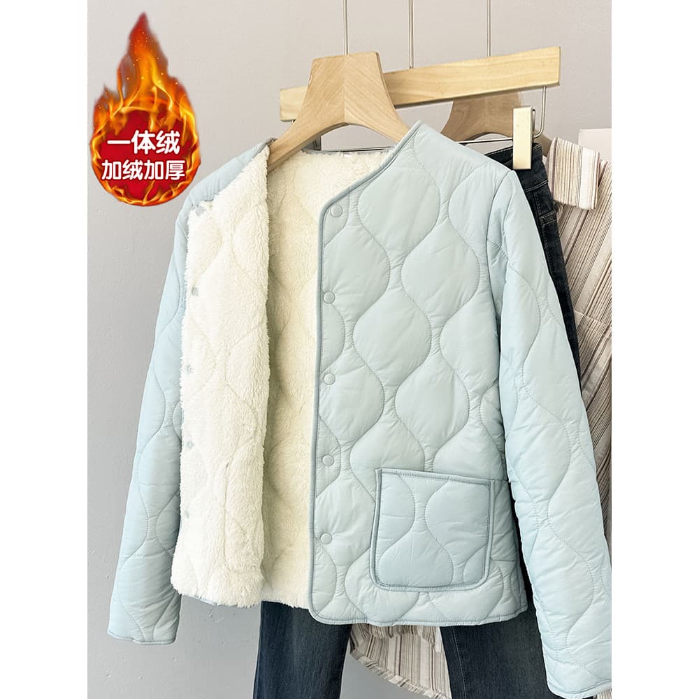 Outono inverno para baixo acolchoado jaqueta forro feminino 2025 novo estilo velo-velo quente curto acolchoado jaqueta f