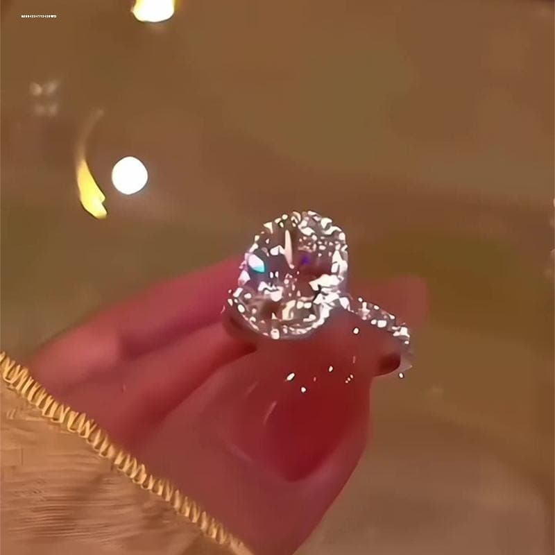 Anel de diamante de simulação Oval de um quilate feminino luxo pombo ovo anel de diamante proposta presente de aniversár