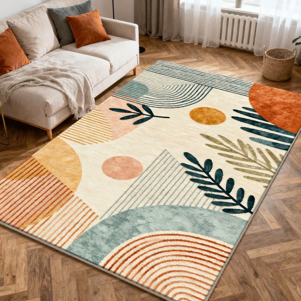 Moderno simples padrão geométrico tapete sala de estar quarto imitação Cashmere cobertor cabeceira estilo creme Log Mora