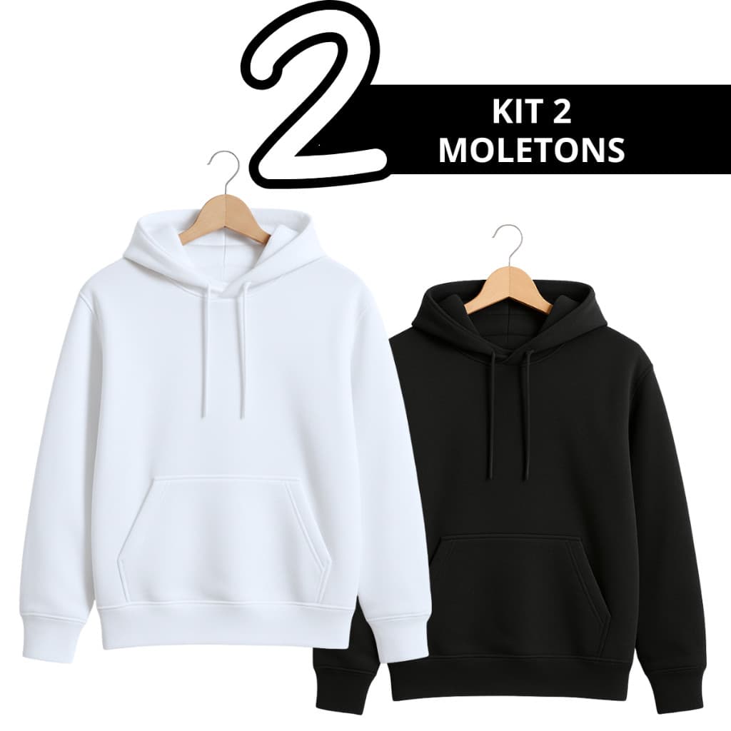 Kit 2 Moletom Canguru Com Capuz e Bolso Sem Estampa Liso Unissex Blusa Flanelado Masculino Feminina Premium
