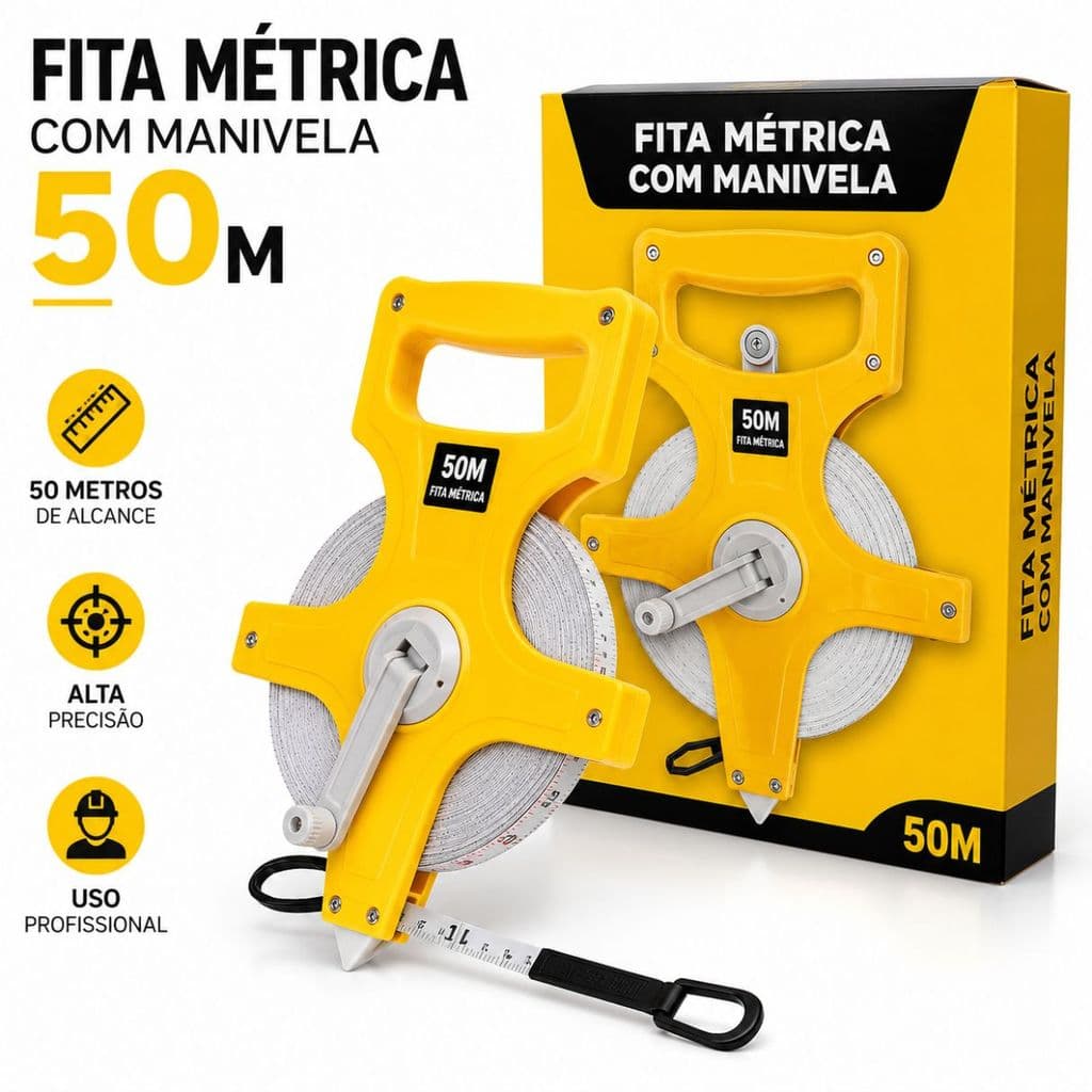 Trena Longa Fita De Fibra Vidro Caixa Aberta 50m x 14mm