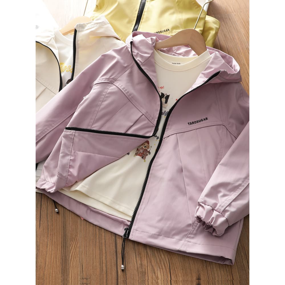 Meninas com capuz blusão primavera outono roupas médio grande crianças Casual à prova de vento jaqueta esportiva cor sól