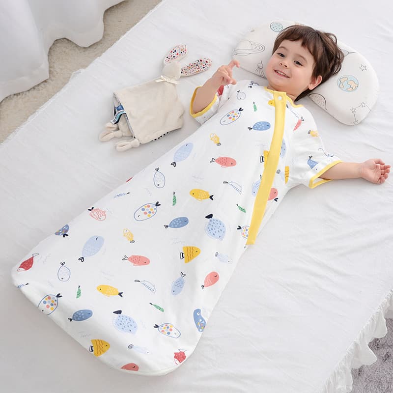 Outono inverno bebê saco de dormir infantil gaze de algodão puro removível meia manga Envelope saco de dormir frente do