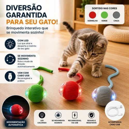 Bola Interativa Inteligente Movimentacao Automatica Brinquedo Pet Sortido