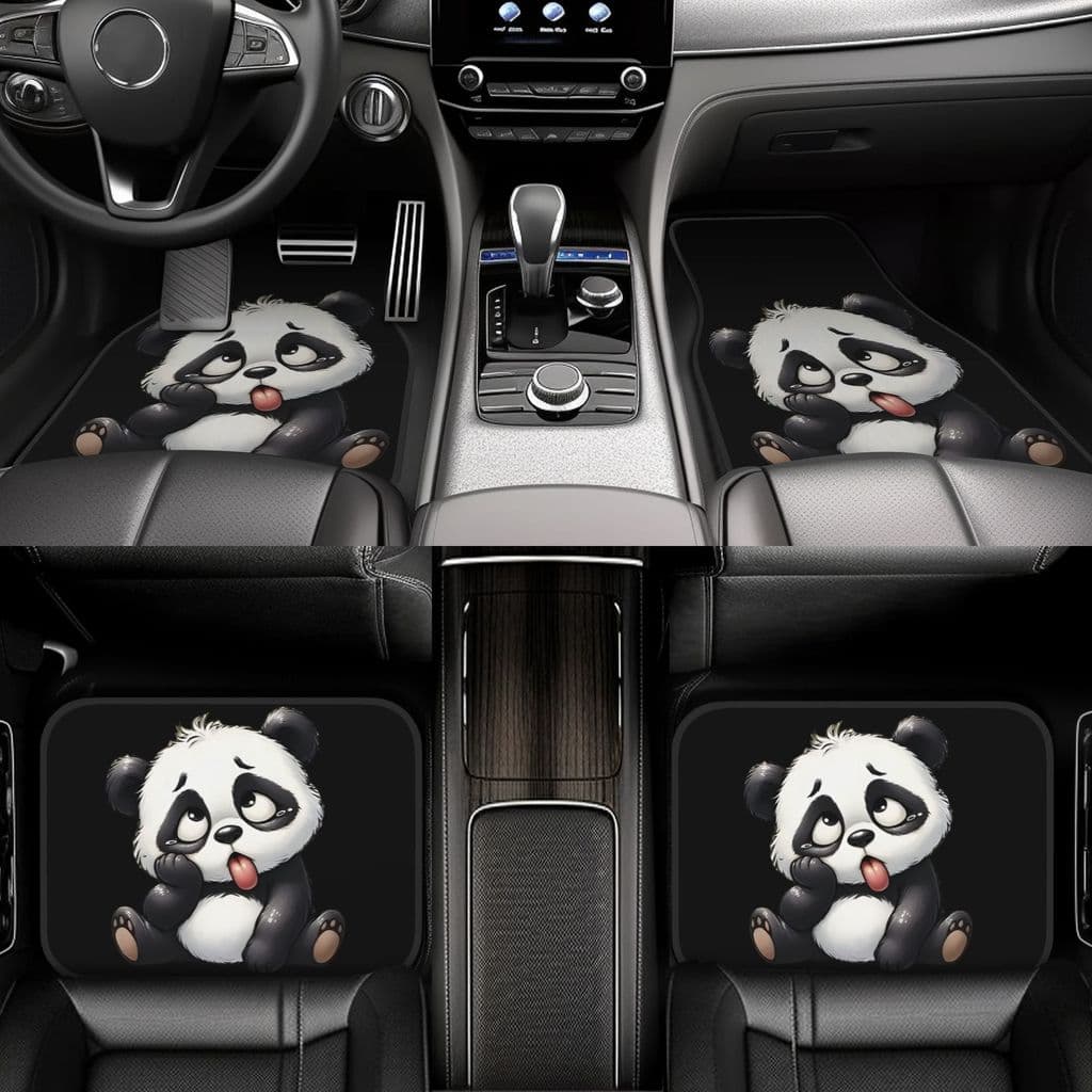 Um conjunto de pés de carro de desenho animado de 4 peças, usando Design de Panda de suor, elegante e fácil de manter. A