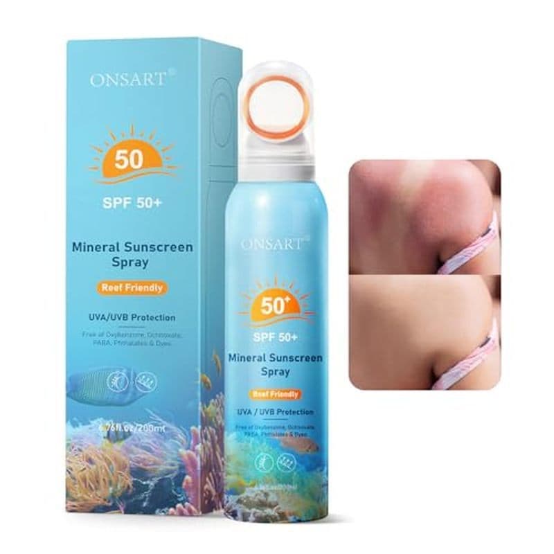 Reef Safe Protetor Solar Spray Fps 50 , Mineral De Óxido De Zinco , Proteção UVA/UVB De Amplo Espectro , 360 ° , Leve &