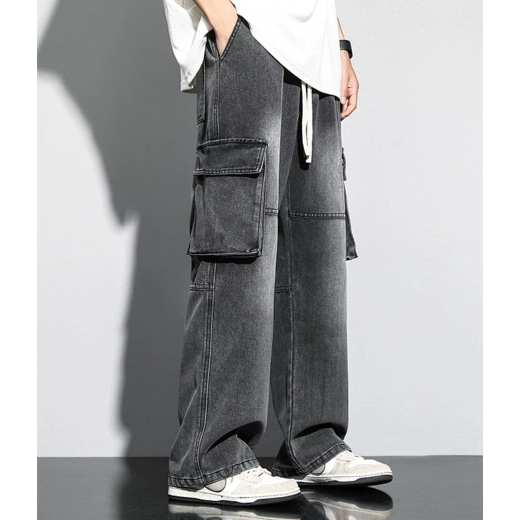 Macacão Jeans masculino estilo americano Street Wear solto calças retas calças masculinas outono inverno novo estilo ver
