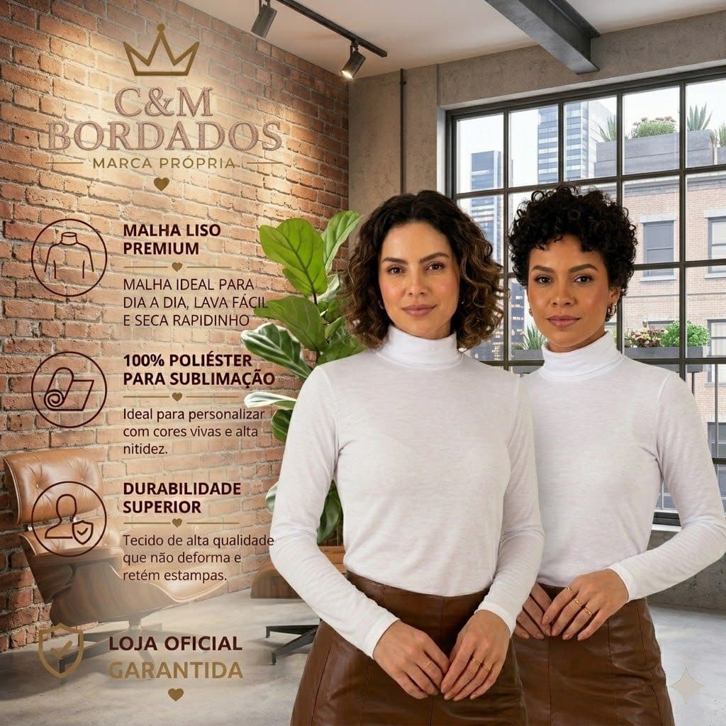 Blusa Cacharrel Feminina Manga Longa 100% Poliéster Ideal Para Sublimação Segunda Pele Malha Premium