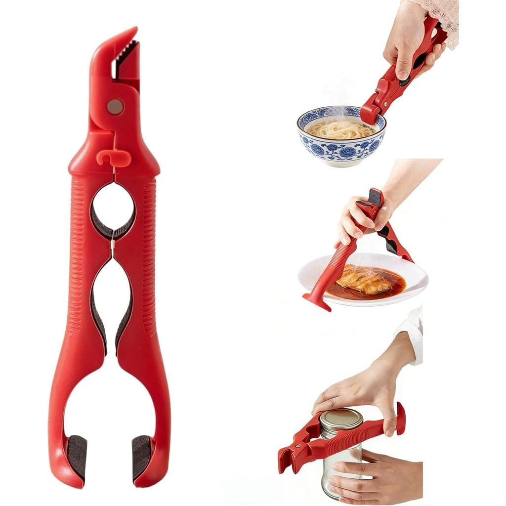 HotPlateGripper, Ferramenta 3 em 1 com Abridor de Latas Integrado, Suporte para Tigelas Anti-Queimaduras Multi-Ângulo, C