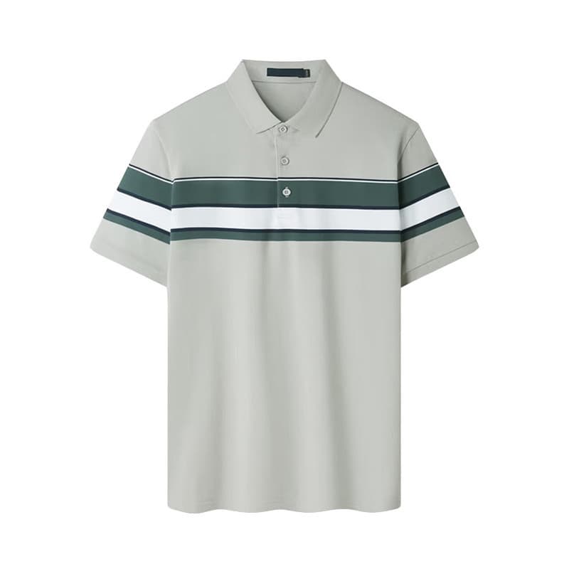 Etiqueta de corte masculina verão novo estilo lapela contraste cor listras negócios Casual camisa POLO de manga curta P2