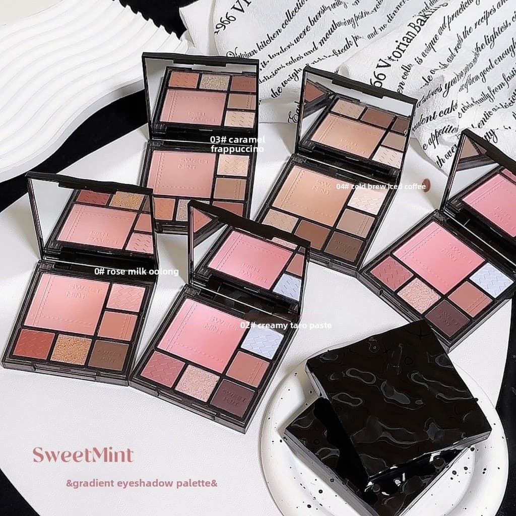 Paleta De Sombras Gradiente SWEET MINT-Multifuncional Com Sombra , Iluminador , Contorno E Blush