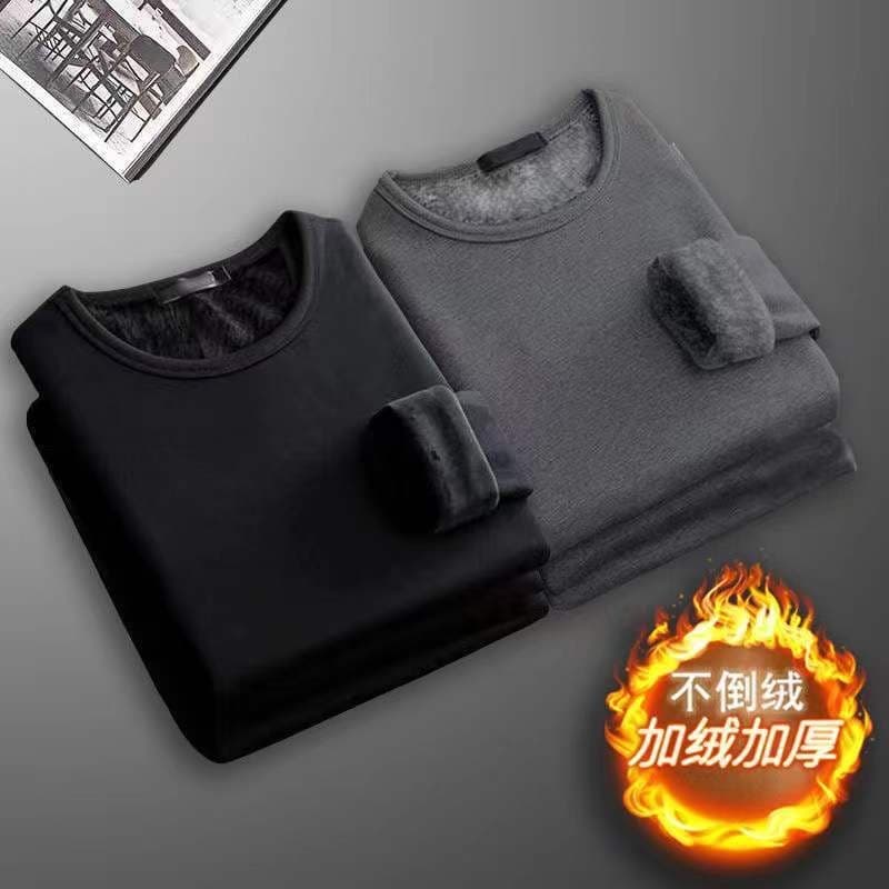 Roupa íntima térmica masculina de inverno sem lã, plus Size, espessada, justa, peça única, pode usar camisa de fundo ext