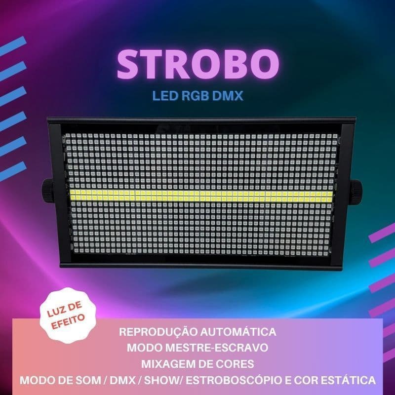 KIT 02 Strobo LED 1000W RGBW Profissional DMX – Efeito Blinder, Flash e Wash de Alta Potência