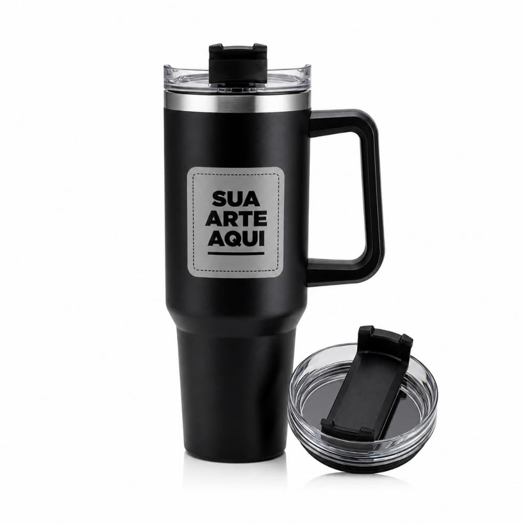 Copo  Térmica Neymar 1200ml C/ Canudo Alça Personalizado Aço Inox C opo Grande 1,2litros Academia Alça Flip StraW BA
