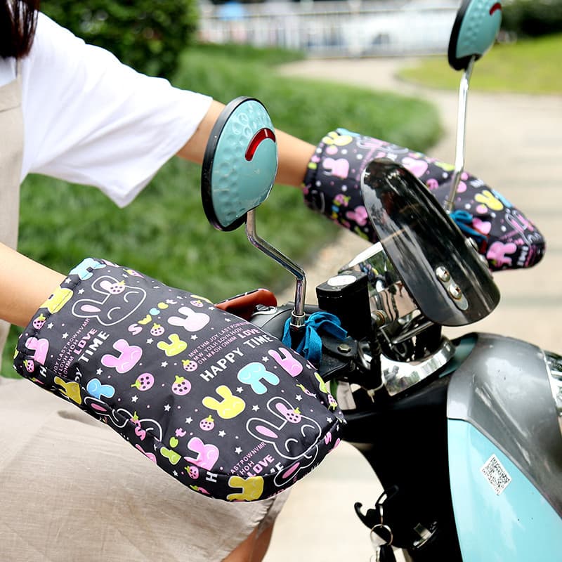 Luvas de veículo elétrico inverno motocicleta homens à prova de vento à prova de frio quente algodão lidar com capa femi