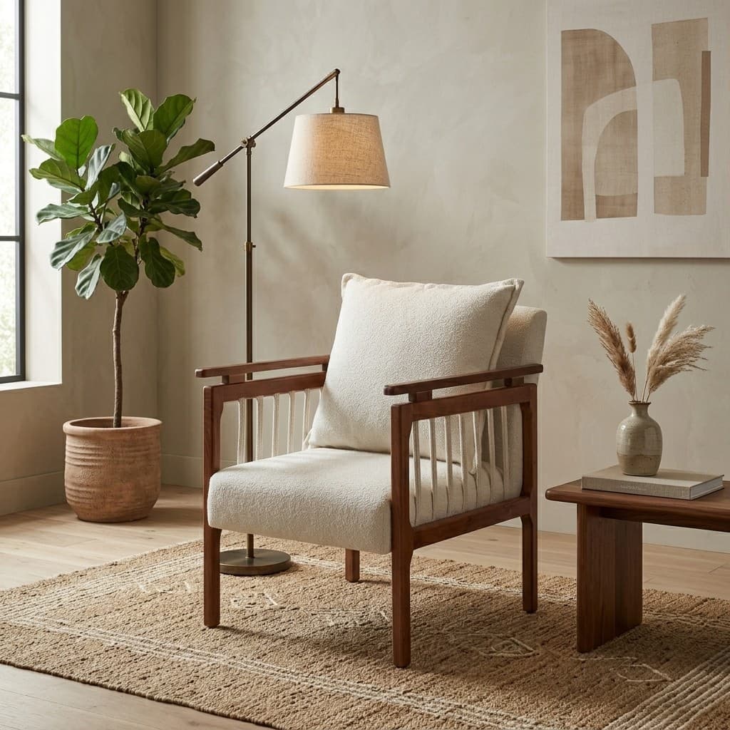 Poltrona Paris Tecido Boucle Luxuosa Confortável Design Orgânico