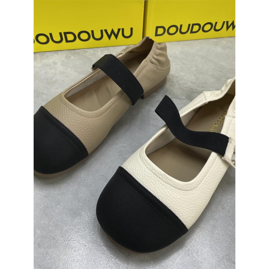 Mary Jane noite vento sola macia sapatos femininos 2024 novo estilo primavera verão avó All-Match plana Casual ervilhas