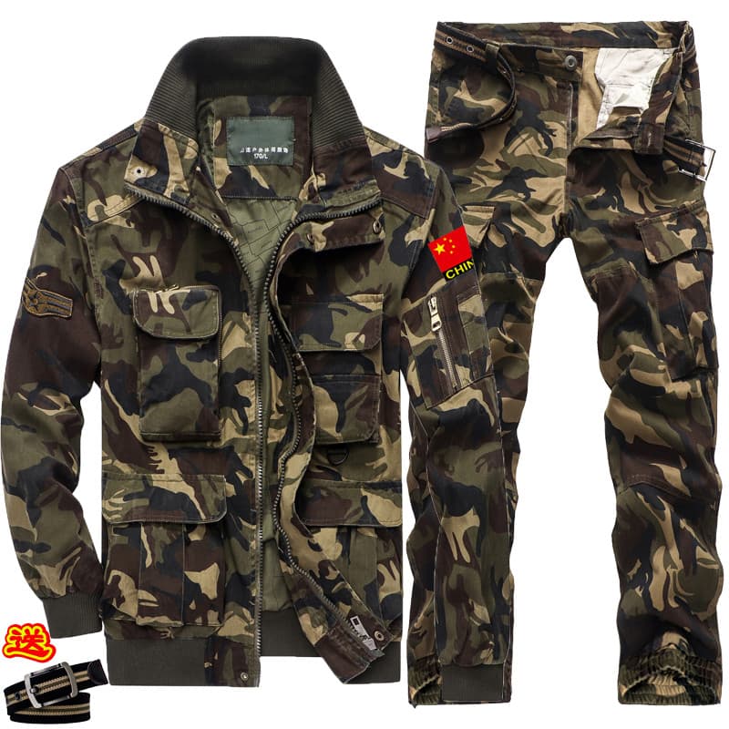 Terno camuflado masculino autêntico algodão puro outono inverno forro de lã engrossado chinês resistente ao desgaste seg