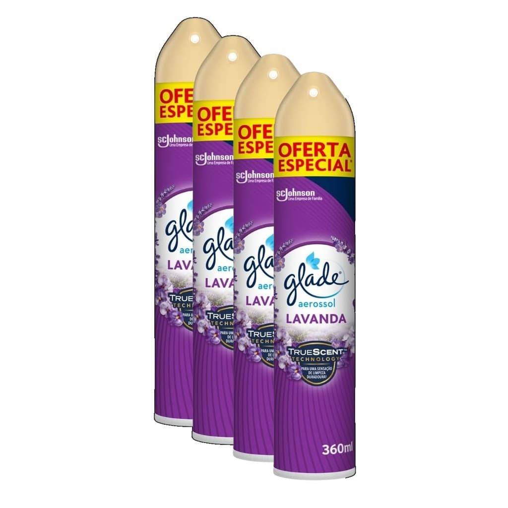 kit 4 Glade Aromatizador de Ambiente Odorizador de Ambiente Lavanda Aerosol 360ml