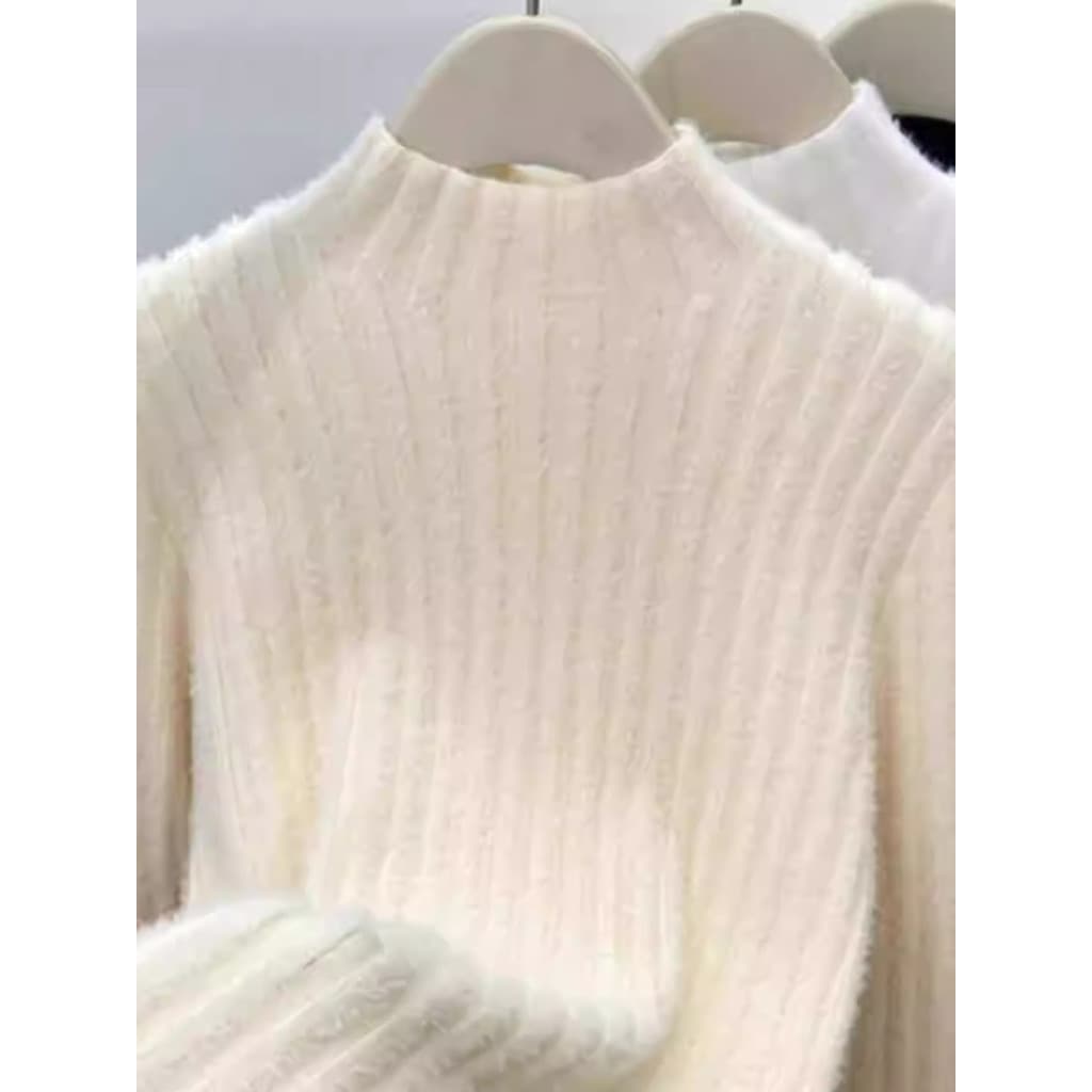 Macio ceroso suave camisola feminina outono inverno 2025 novo estilo vison velo malha meia gola alta interior primavera