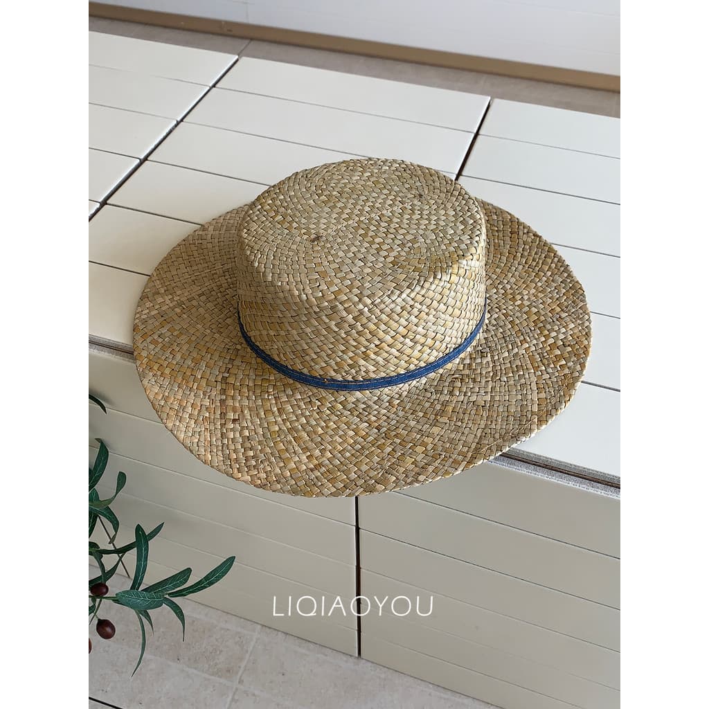 Li Qiaoyou Francês ins Férias à beira-mar Grama Salgada Chapéu Cartola Plana Feminino Verão Simples Retro Protetor Solar