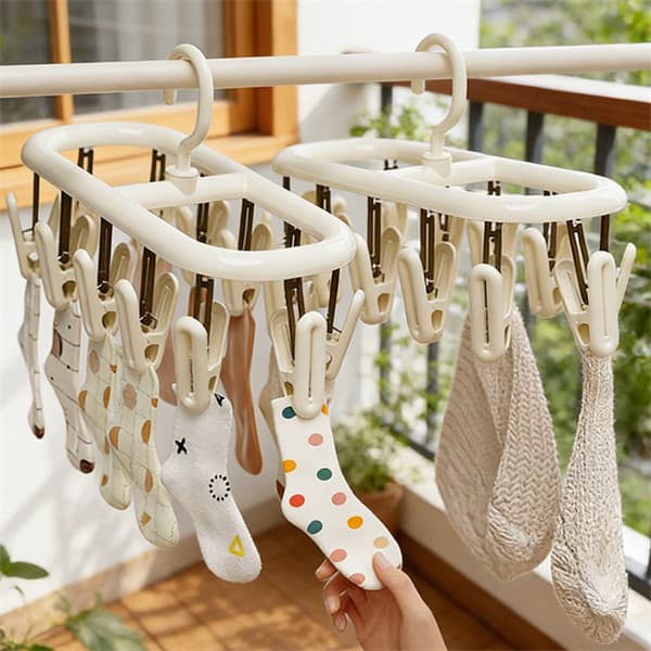 Rack de secagem à prova de vento plástico 20 clipe cabide meias infantis rack bebê prendedor de roupa interior doméstica